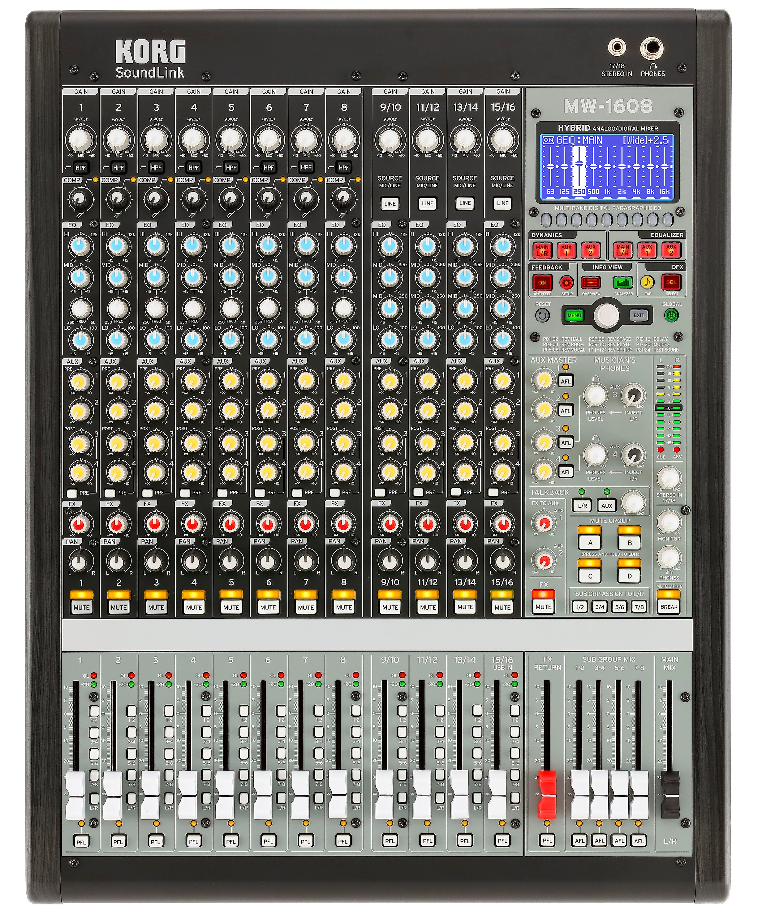 SoundLink MW-1608BK 16-channel Hybrid Mixer - Black | KORG USA